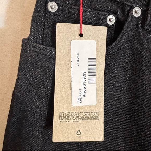 KATHARINE HAMNET Sz 28 KHD Pant Black Barrel Style Jeans Made in Italy NEW - Picture 2 of 9